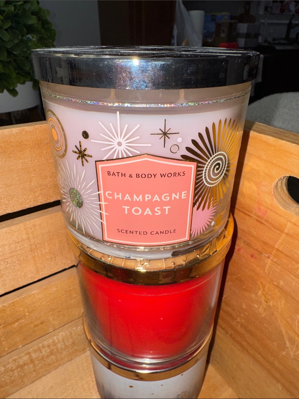 Bath & Body Works Champagne Toast Scented Candle - Pink & Gold Accents
